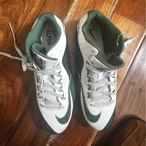 Nike Alpha Pro 2 Mid Football Cleats White Green 719935-133 Mens 13